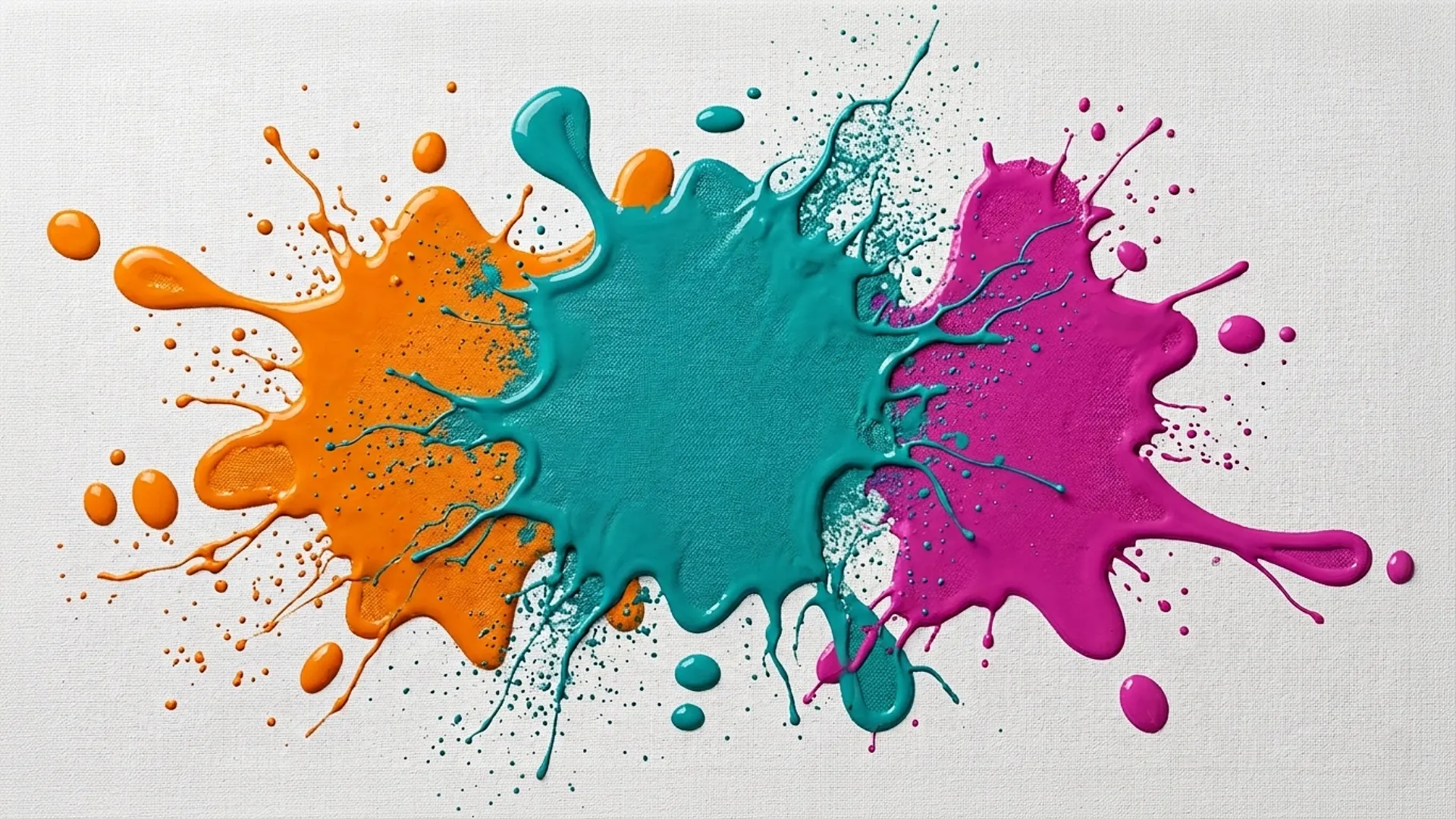 Kolorowe kleksy z farby, pochlapane płótno malarskie, nawiązujące do logo Studio Pan Kleks.